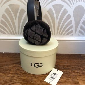UGG shearling leather earmuffs in dark brown